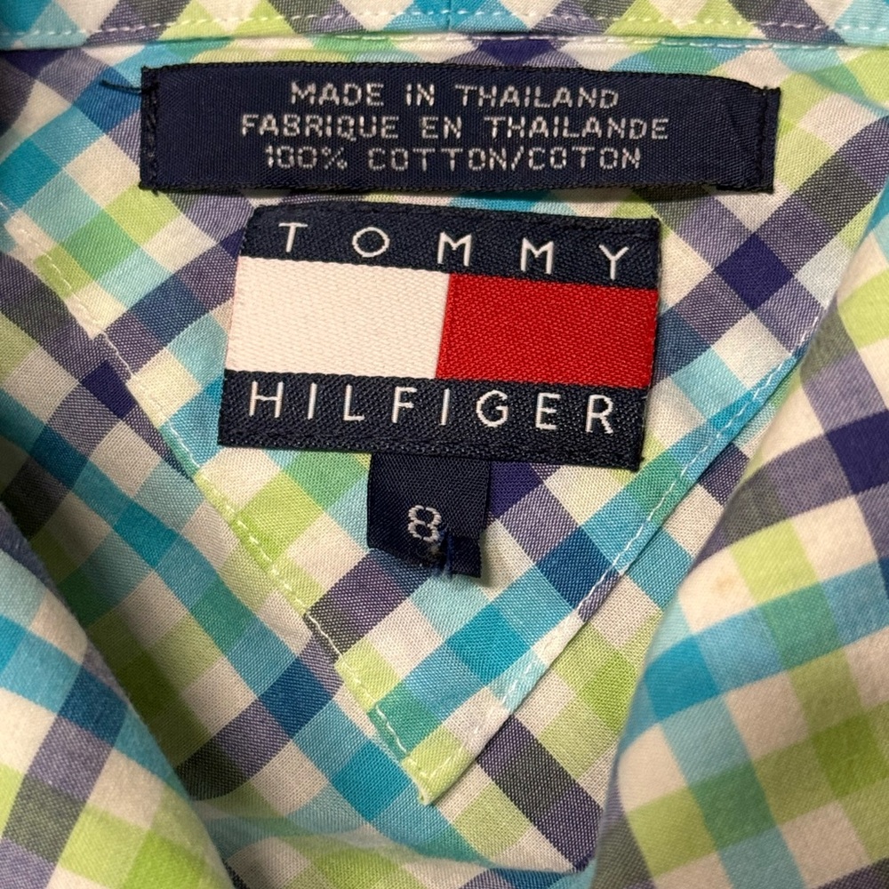Tommy Hilfiger Kids Blue and Green Plaid Shirt - Picture 3 of 4